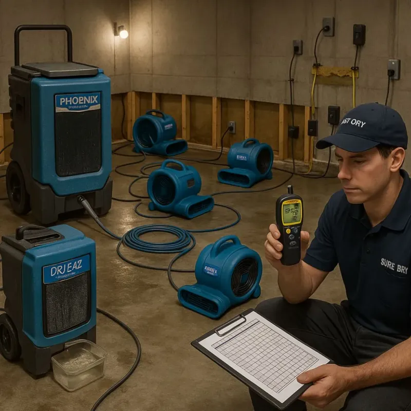 Structural Drying and Dehumidification process in Martin County, MN